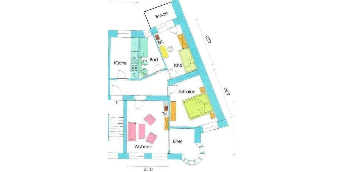 Etagenwohnung Plauen Stadtmitte - 3 Zimmer, 68 m&sup2;, 375&euro; | Angebot:26908740