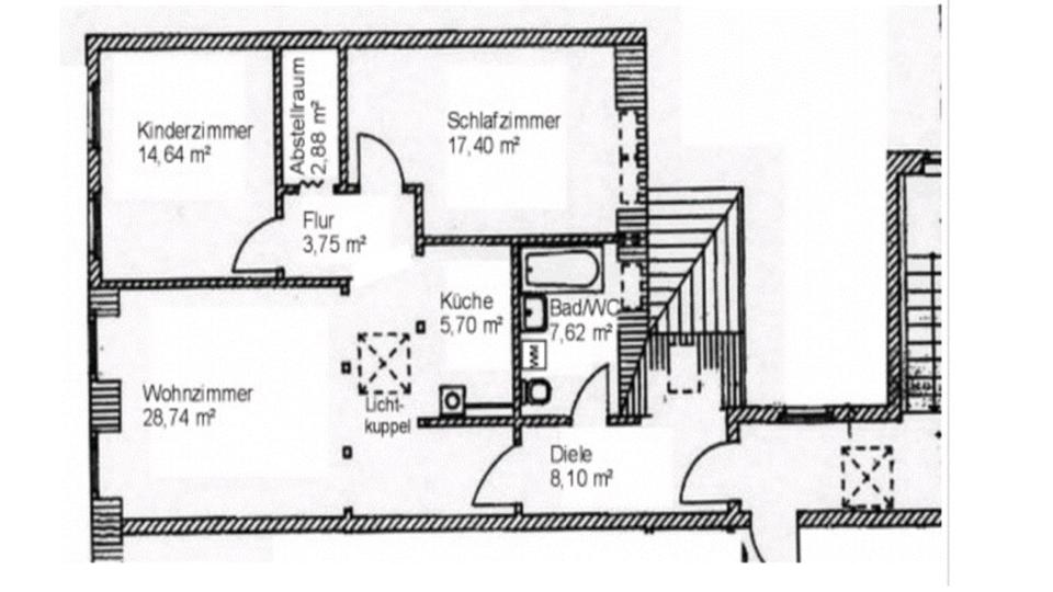 Dachgeschoßwohnung Halle (Saale) Damaschkestraße - 3 Zimmer, 85 m&sup2;, 883&euro; | Angebot:26491167