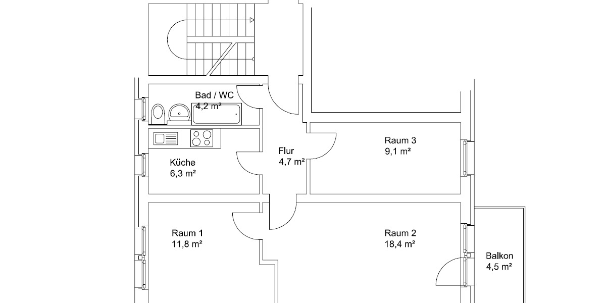 Etagenwohnung Kamenz - 3 Zimmer, 59 m&sup2;, 350&euro; | Angebot:25854246