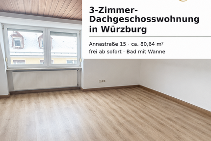 Wohnung Würzburg Sanderau - 3 Zimmer, 81 m&sup2;, 850&euro; | Angebot:27074247