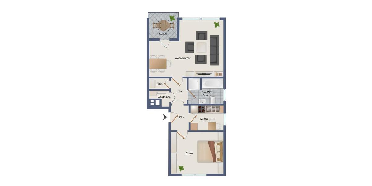 Etagenwohnung Lüneburg Ebensberg - 2 Zimmer, 60 m&sup2;, 697&euro; | Angebot:26198083