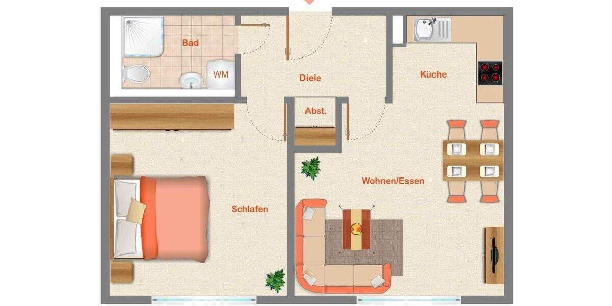 Etagenwohnung Mittweida - 2 Zimmer, 45 m&sup2;, 52.428&euro; | Angebot:25335290
