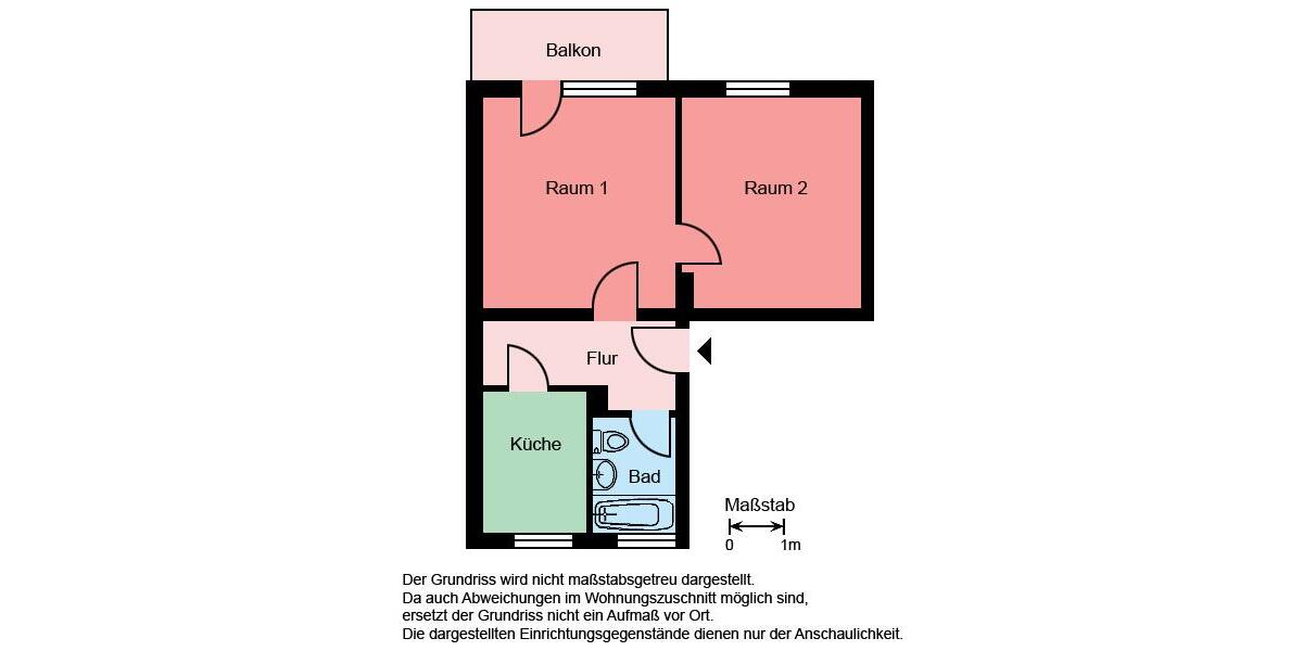 Erdgeschoßwohnung Recklinghausen König Ludwig - 2 Zimmer, 44 m&sup2;, 399&euro; | Angebot:24778756