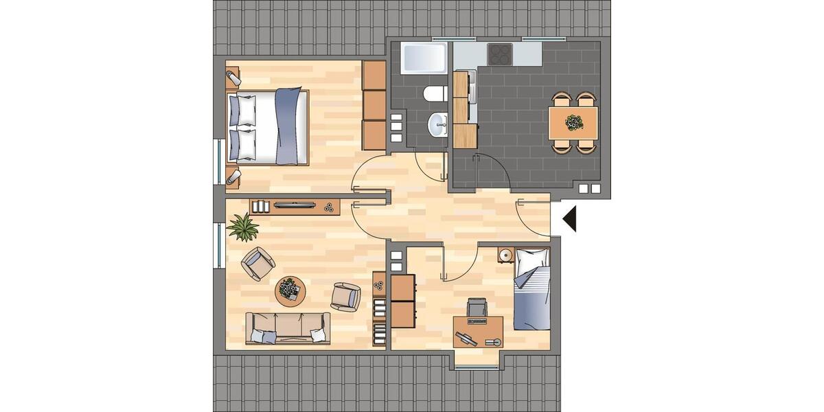 Dachgeschoßwohnung Wilhelmshaven Fedderwardergroden - 2 Zimmer, 29 m&sup2;, 329&euro; | Angebot:26592291