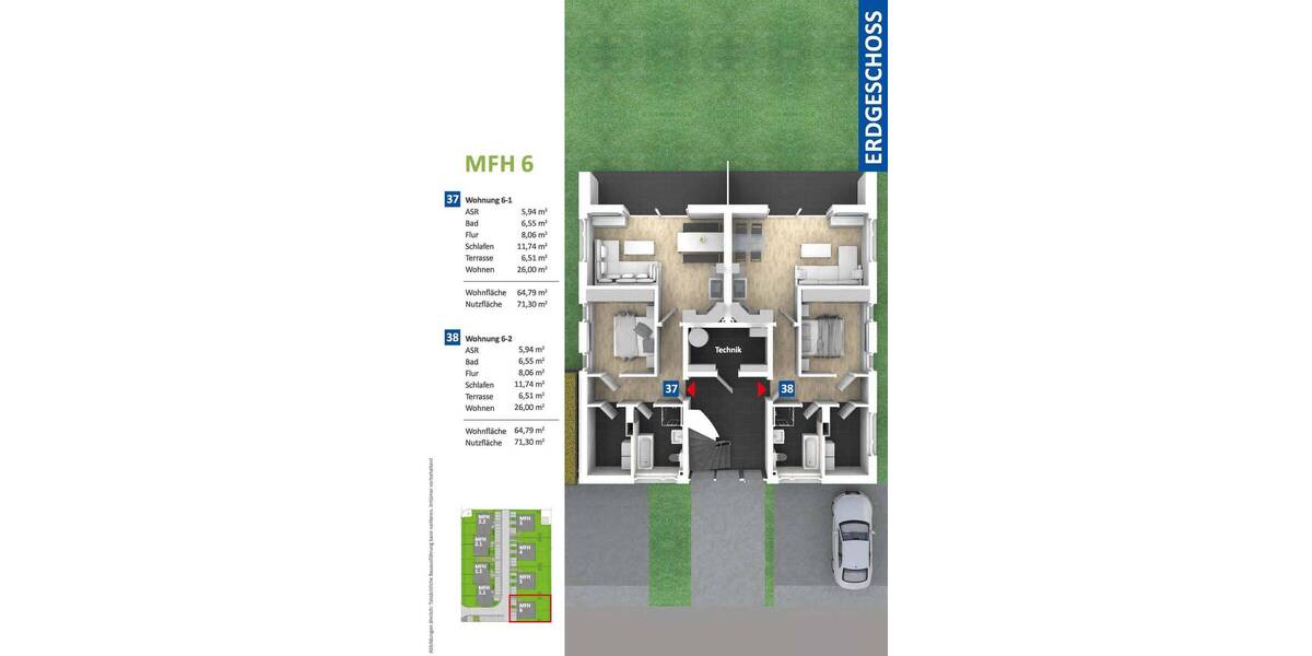 Etagenwohnung Wolfsburg Fallersleben - 2 Zimmer, 64 m&sup2;, 782&euro; | Angebot:26843893