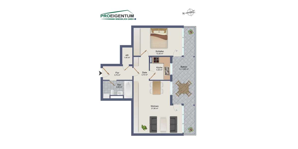 Etagenwohnung München Oberföhring - 2 Zimmer, 62 m&sup2;, 1.290&euro; | Angebot:26696432