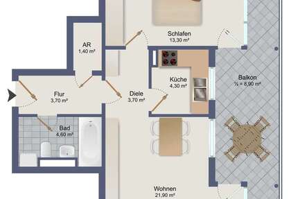 Wohnung München Oberföhring - 2 Zimmer, 62 m&sup2;, 1.290&euro; | Angebot:26696432