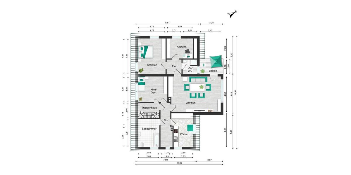 Dachgeschoßwohnung Lüneburg Ebensberg - 4 Zimmer, 105 m&sup2;, 1.450&euro; | Angebot:26412794