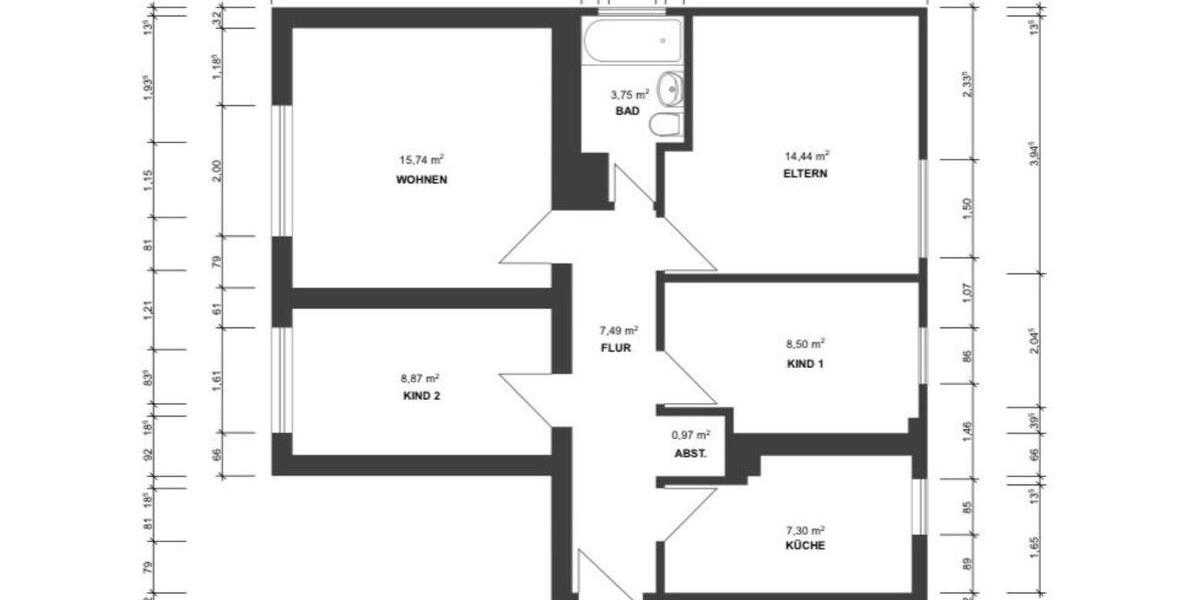 Etagenwohnung Wiesbaden Dotzheim - 4 Zimmer, 70 m&sup2;, 245.000&euro; | Angebot:26662250