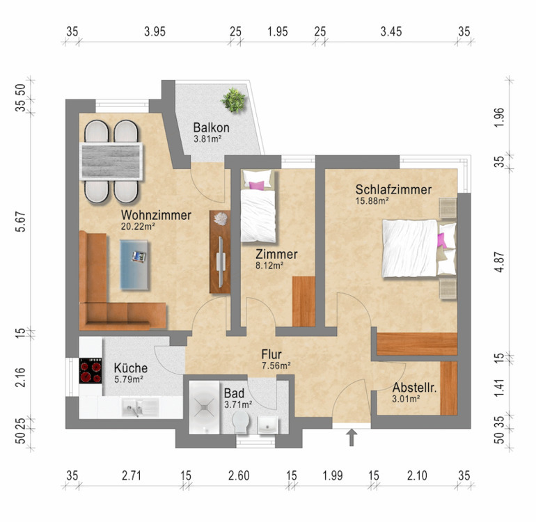 Helle 3-Zimmer-Wohnung mit Balkon und Aufzug in Reinickendorf 3 zimmer