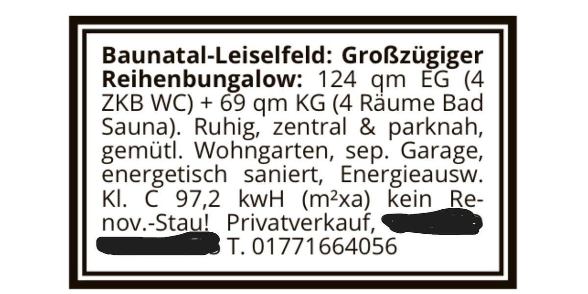 Reihenhaus Baunatal - 4 Zimmer, 130 m&sup2;, 439.000&euro; | Angebot:27015832