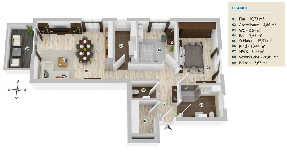 Etagenwohnung Bohmte Hinterfelde - 3 Zimmer, 88 m&sup2;, 290.400&euro; | Angebot:21534031