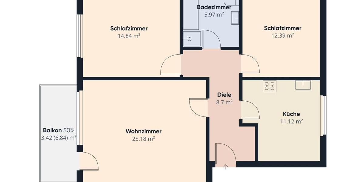 Etagenwohnung Friesenheim - 3 Zimmer, 84 m&sup2;, 950&euro; | Angebot:25407134
