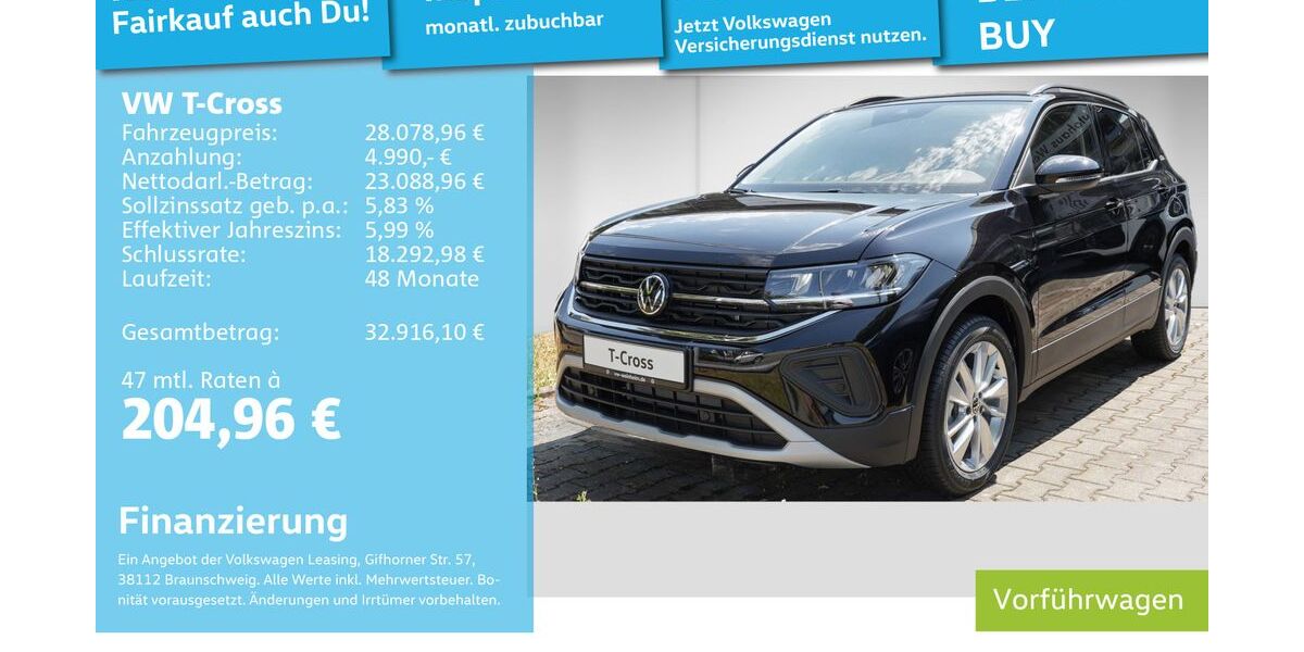 VW T-Cross 9.900 km 26.999 &euro; Mannheim 68309