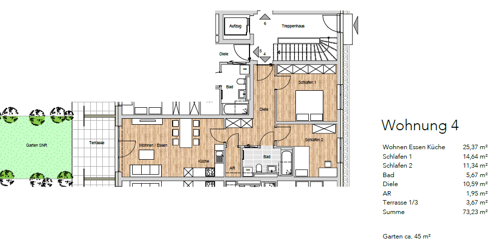 Terrassenwohnung Freilassing - 3 Zimmer, 73 m&sup2;, 398.000&euro; | Angebot:26310040