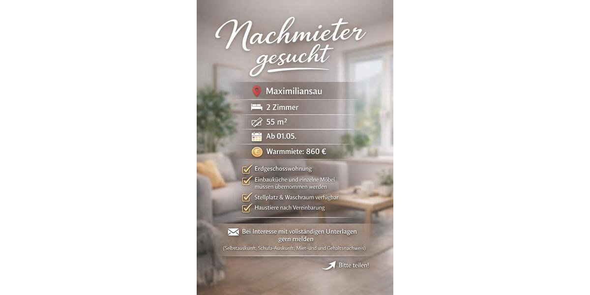 Erdgeschoßwohnung Wörth am Rhein - 2 Zimmer, 55 m&sup2;, 860&euro; | Angebot:25516765