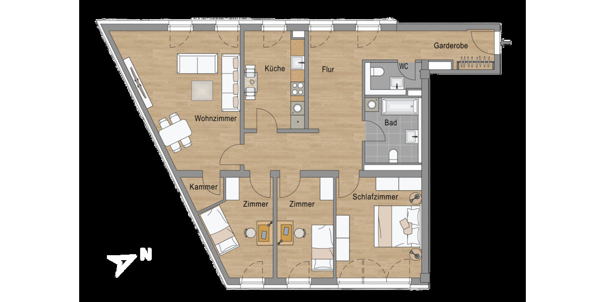 Etagenwohnung Leipzig Neustadt-Neuschönefeld - 4 Zimmer, 114 m&sup2;, 510.000&euro; | Angebot:25999585