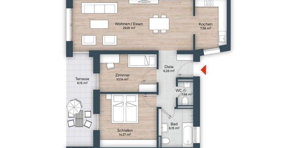 Etagenwohnung Nürnberg Großreuth h d Veste - 3 Zimmer, 82 m&sup2;, 621.307&euro; | Angebot:26344894
