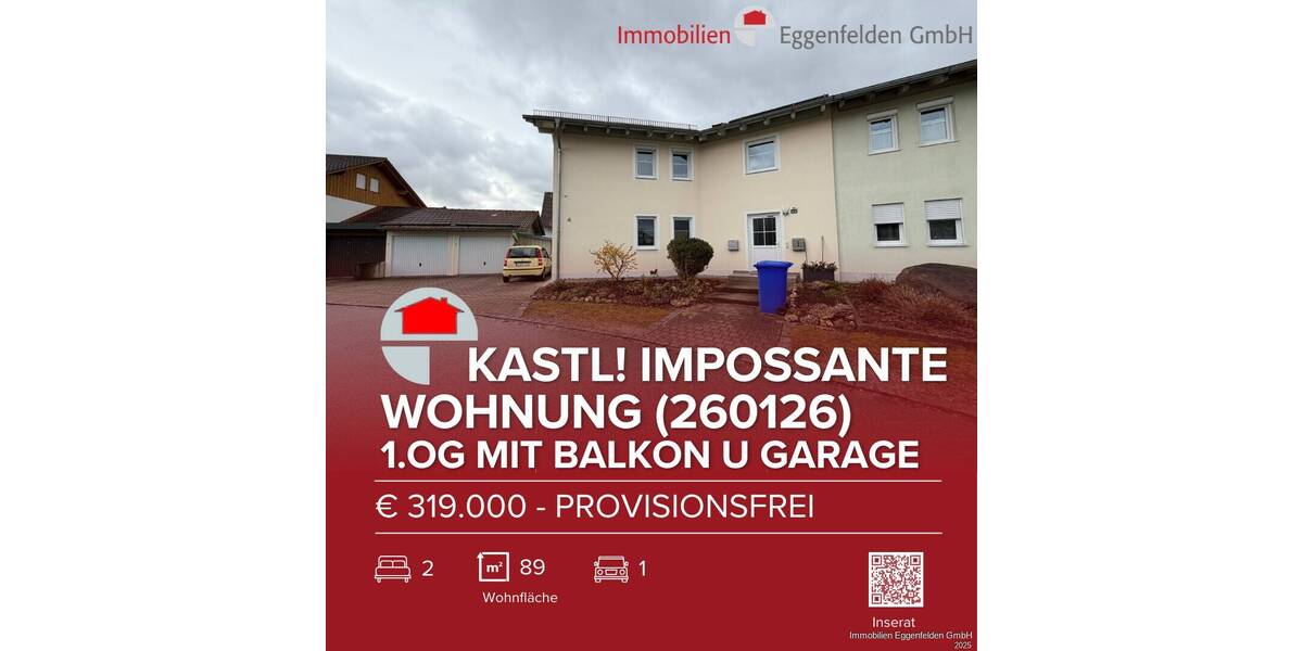 Etagenwohnung Kastl - 3 Zimmer, 89 m&sup2;, 319.000&euro; | Angebot:25968506
