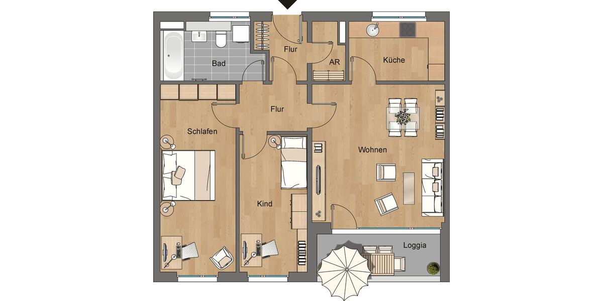 Etagenwohnung Erfurt Johannesvorstadt - 3 Zimmer, 85 m&sup2;, 1.157&euro; | Angebot:25570577