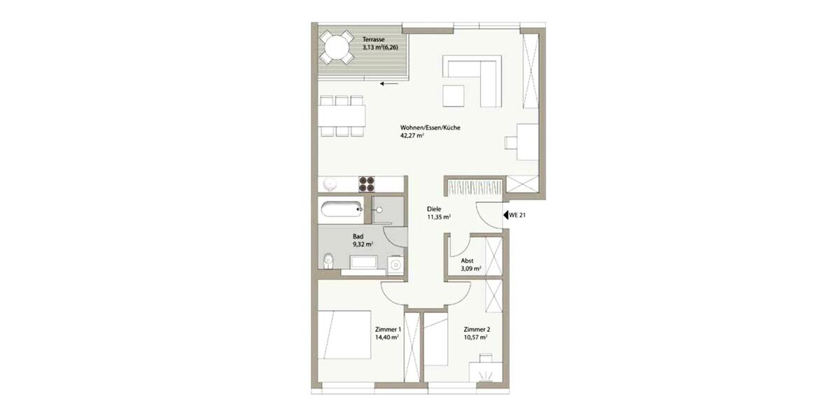 Etagenwohnung Wildau - 3 Zimmer, 95 m&sup2;, 1.330&euro; | Angebot:26649670