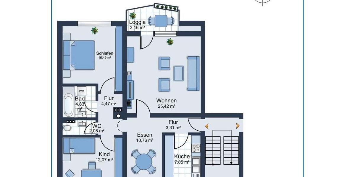 Etagenwohnung Radolfzell am Bodensee - 3.5 Zimmer, 89 m&sup2;, 329.000&euro; | Angebot:26334901