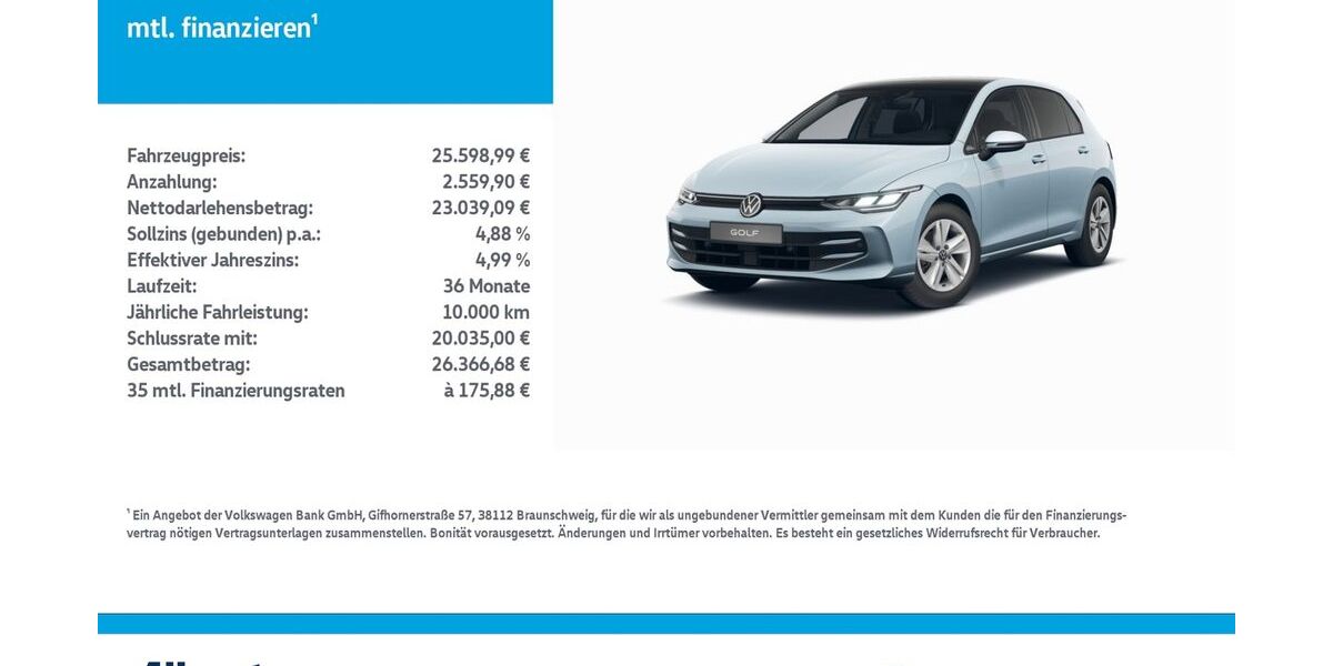 VW Golf 8.066 km 25.599 &euro; Nordhausen 99734
