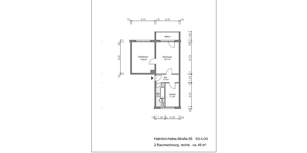 Etagenwohnung Altenburg - 2 Zimmer, 49 m&sup2;, 320&euro; | Angebot:26382369