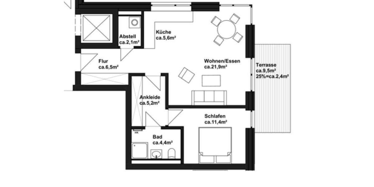 Etagenwohnung Heikendorf Altheikendorf - 2 Zimmer, 59 m&sup2;, 1.070&euro; | Angebot:25050775