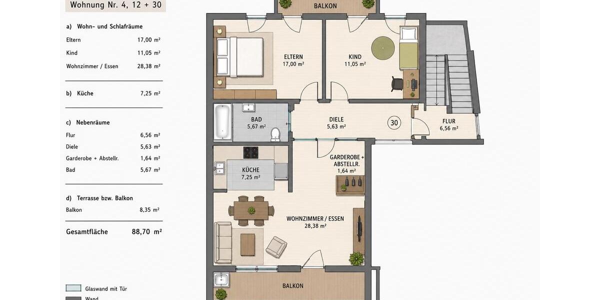 Etagenwohnung Freudenstadt - 3 Zimmer, 89 m&sup2;, 279.000&euro; | Angebot:27019411