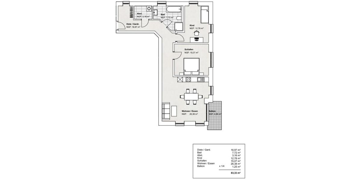 Etagenwohnung Wolfenbüttel Adersheim - 3 Zimmer, 83 m&sup2;, 1.085&euro; | Angebot:25143297