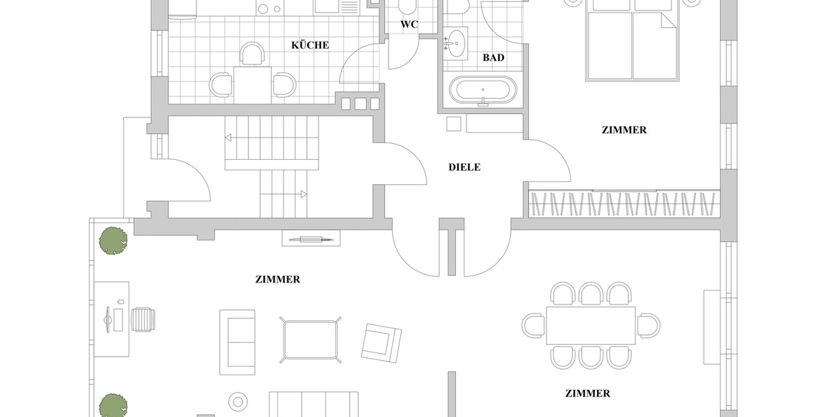 Etagenwohnung Düsseldorf Grafenberg - 3 Zimmer, 100 m&sup2;, 1.300&euro; | Angebot:25471853