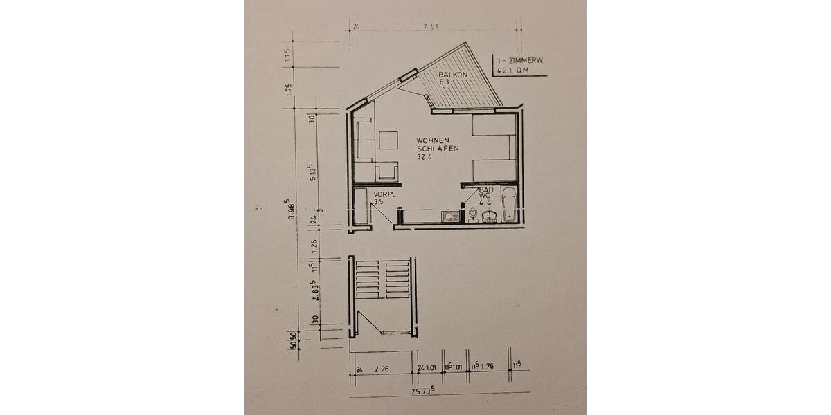 1- 2-Zimmer-Wohnung in Markdorf mit Balkon 1 zimmer
