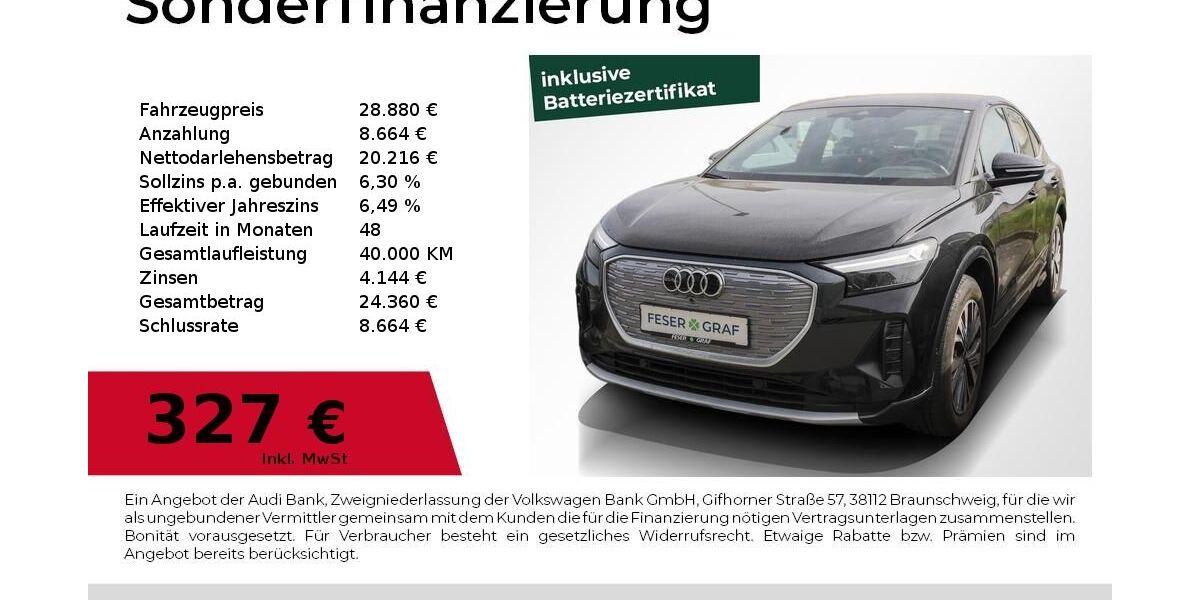 Audi Q4 e-tron 75.300 km 28.880 &euro; Nürnberg 90411