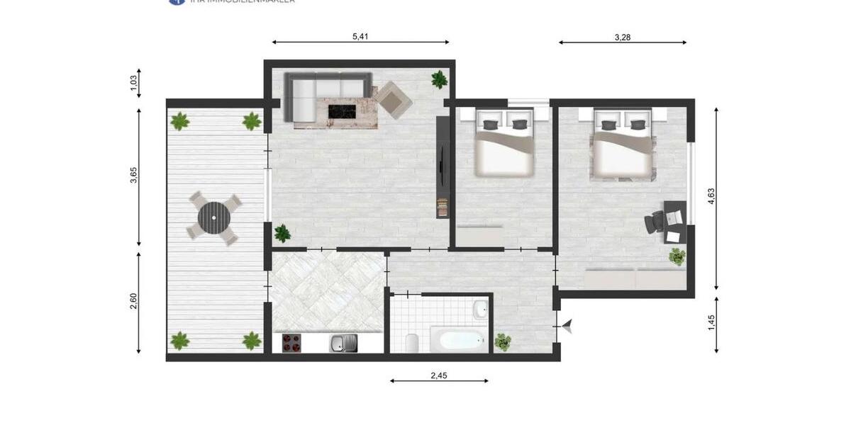 Erdgeschoßwohnung Hilden Forstbach - 3 Zimmer, 64 m&sup2;, 229.000&euro; | Angebot:26942182