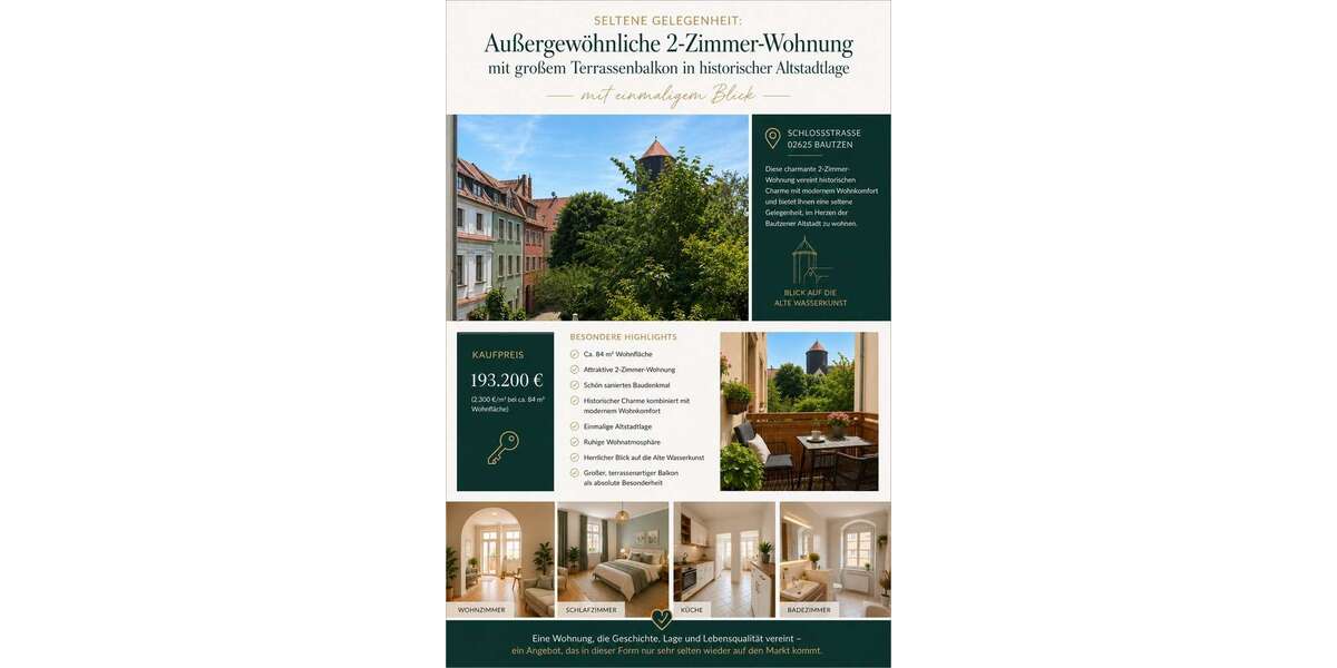 Etagenwohnung Bautzen - 2 Zimmer, 84 m&sup2;, 181.000&euro; | Angebot:27032730