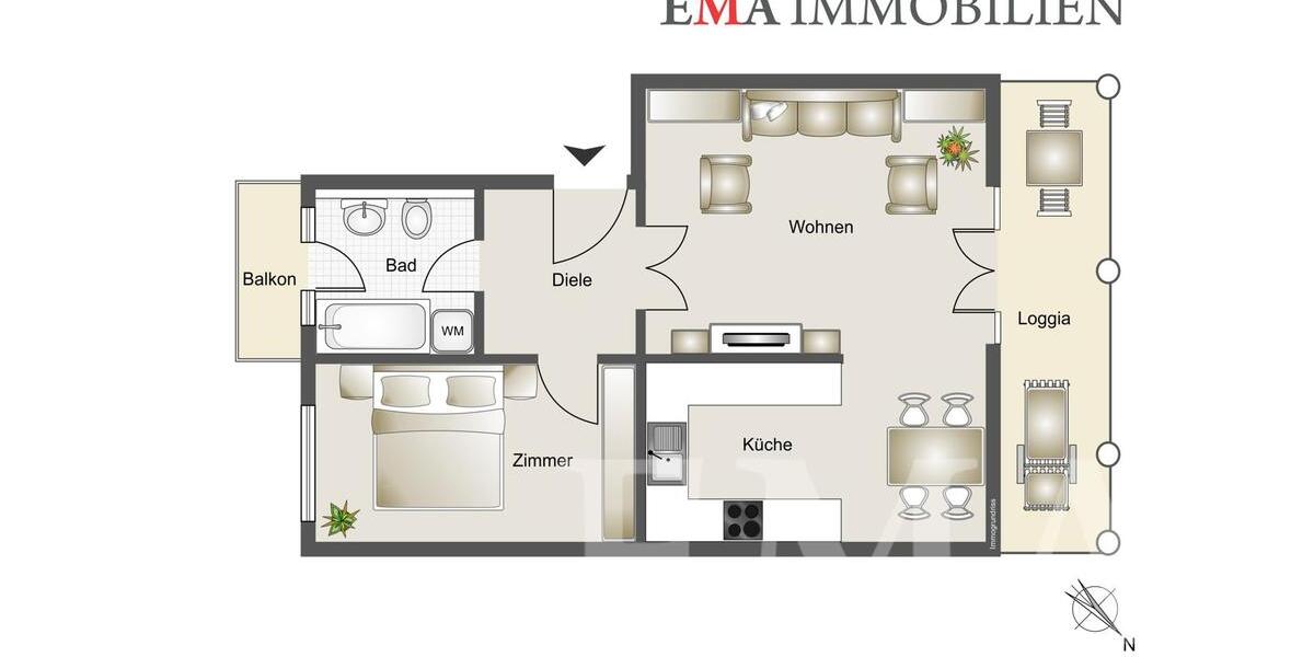 Dachgeschoßwohnung Falkensee - 2 Zimmer, 66 m&sup2;, 920&euro; | Angebot:25417234