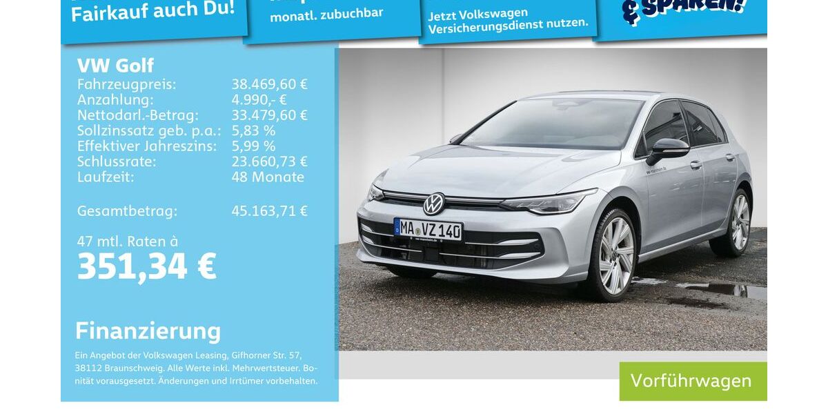 VW Golf 9.900 km 35.135 &euro; Mannheim 68309