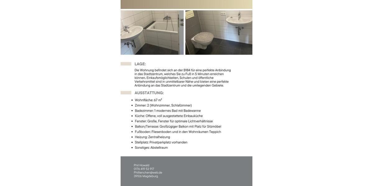 Etagenwohnung Zerbst (Anhalt) - 2 Zimmer, 66 m&sup2;, 50.000&euro; | Angebot:26093627