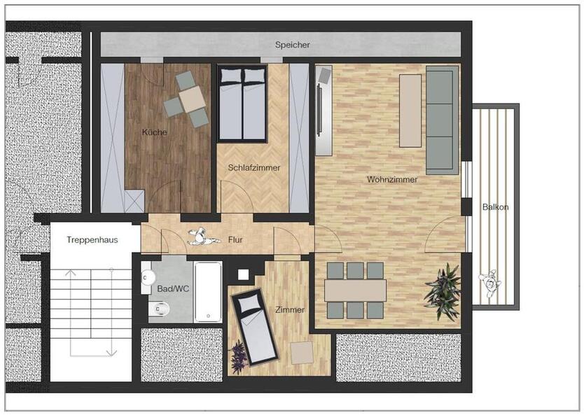 Gemütliche 3-Zi,- Dachgeschoßwohnung mit Balkon