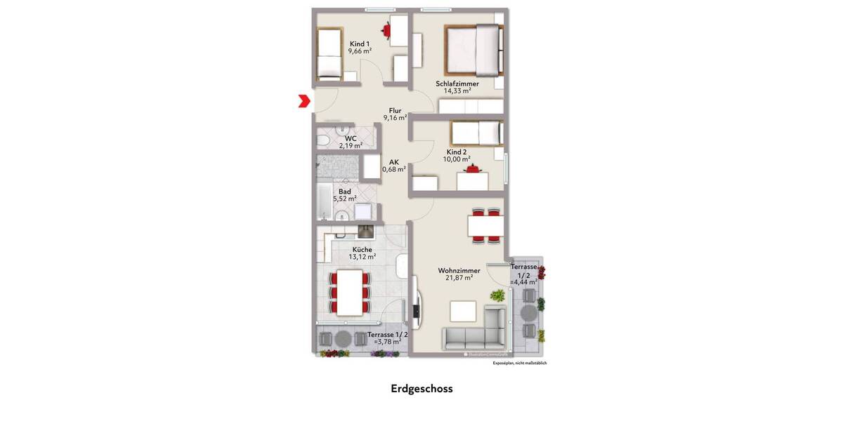 Etagenwohnung Kaufering - 4 Zimmer, 91 m&sup2;, 399.000&euro; | Angebot:25996370