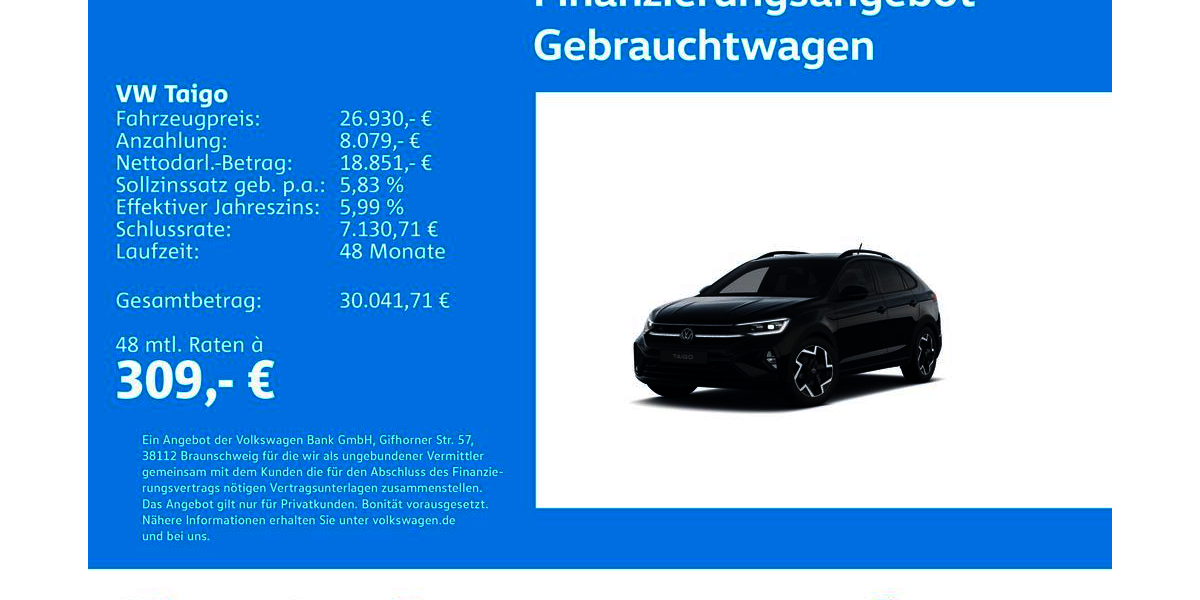VW Taigo 24.742 km 26.930 &euro; Stuttgart-Feuerbach 70469