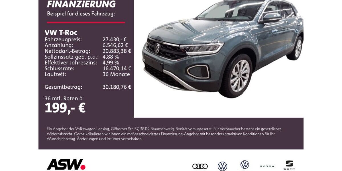 VW T-Roc 6.800 km 27.430 € Weinsberg 74189
