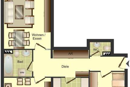 Wohnung Düsseldorf Stadtbezirk 9 - 3 Zimmer, 77 m&sup2;, 442&euro; | Angebot:26907404