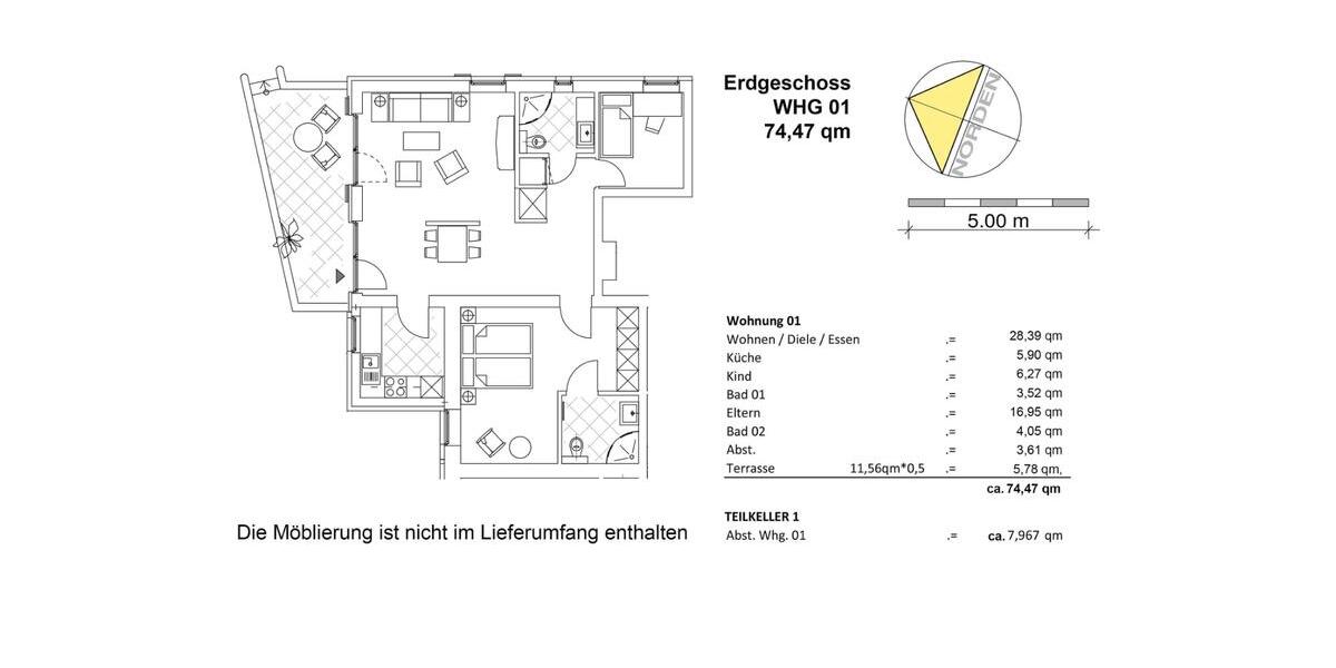 Erdgeschoßwohnung Fehmarn - 2.5 Zimmer, 75 m&sup2;, 279.000&euro; | Angebot:26990006