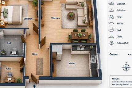 Wohnung Bergkamen - 3 Zimmer, 82 m&sup2;, 800&euro; | Angebot:26414779