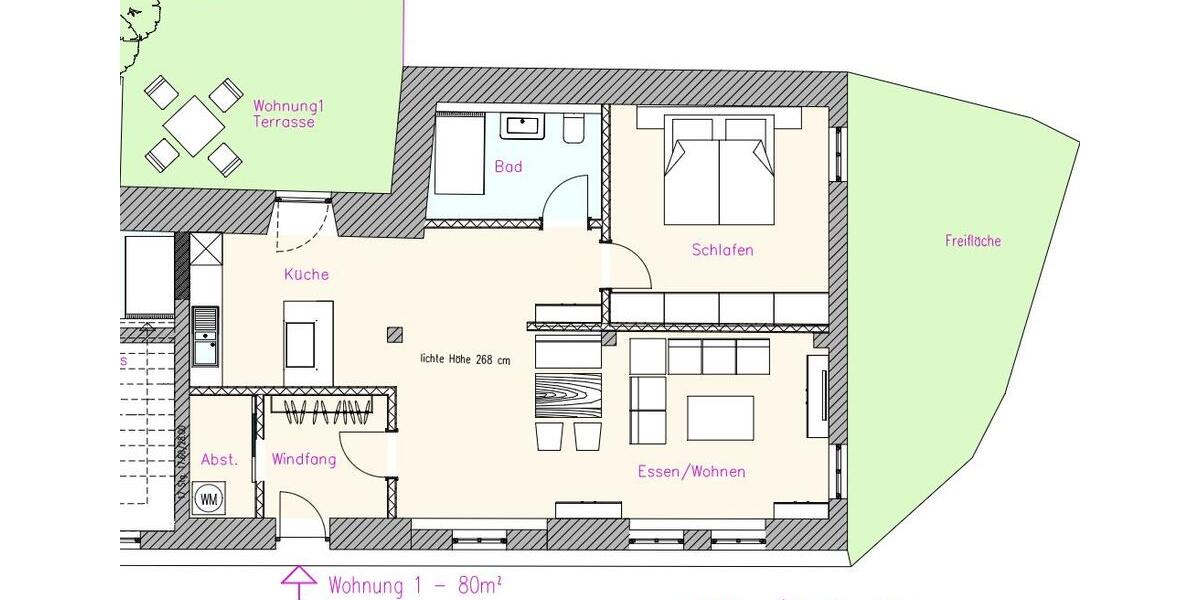 Erdgeschoßwohnung Lissendorf - 2 Zimmer, 80 m&sup2;, 650&euro; | Angebot:26122074