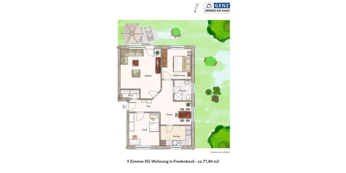 Terrassenwohnung Fredenbeck Groß Fredenbeck - 3 Zimmer, 77 m&sup2;, 249.000&euro; | Angebot:25801468