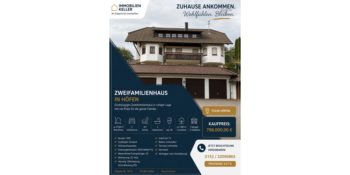 Viel Platz zum Wohnen – und clever Vermögen aufbauen - Zweifamilienhaus Höfen Höfen (Enz) | Angebot:27278662