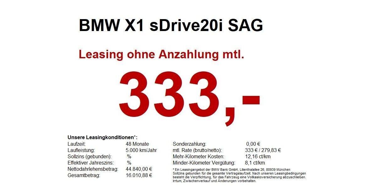 BMW X1 19.420 km 44.840 &euro; Buchen- Hettingen 74722